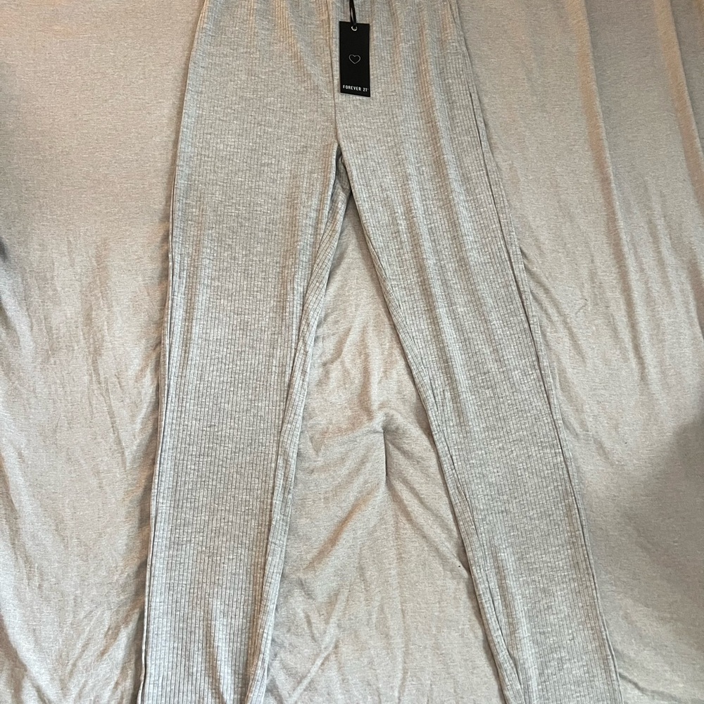 Forever 21 Light Gray Ribbed Tights